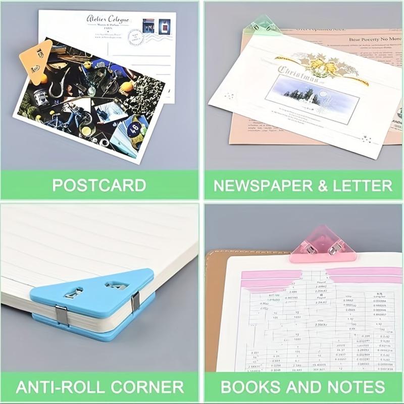 10pcs Corner Paper Clips Prevent Books Curling Plastic Page Markers Clips