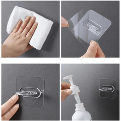 4pcs Wall Mounted Round Hooks Storage Rack Kitchen Bathroom Ring Hanger