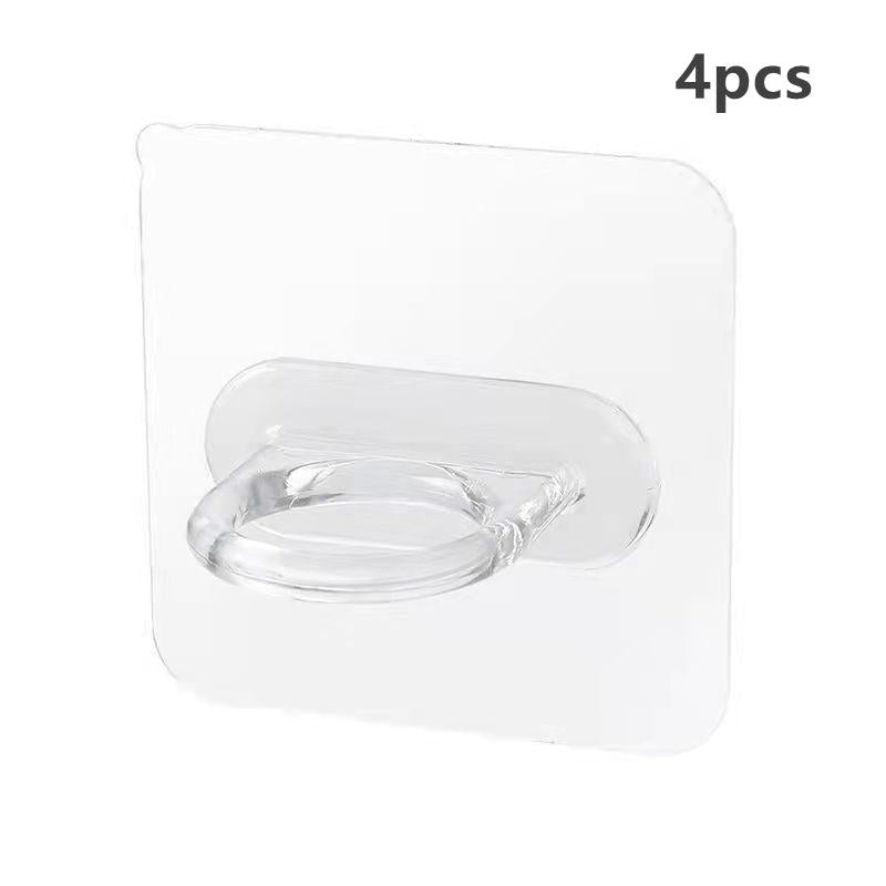 4pcs Wall Mounted Round Hooks Storage Rack Kitchen Bathroom Ring Hanger