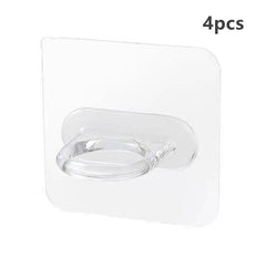 4pcs Wall Mounted Round Hooks Storage Rack Kitchen Bathroom Ring Hanger