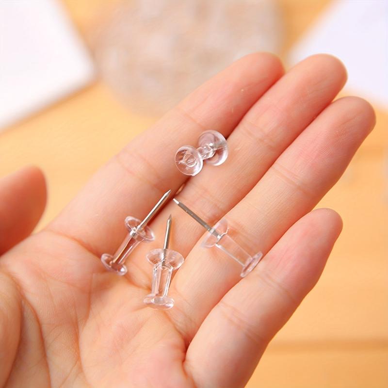 150 Clear Plastic Head Push Pins for Wall Corkboards