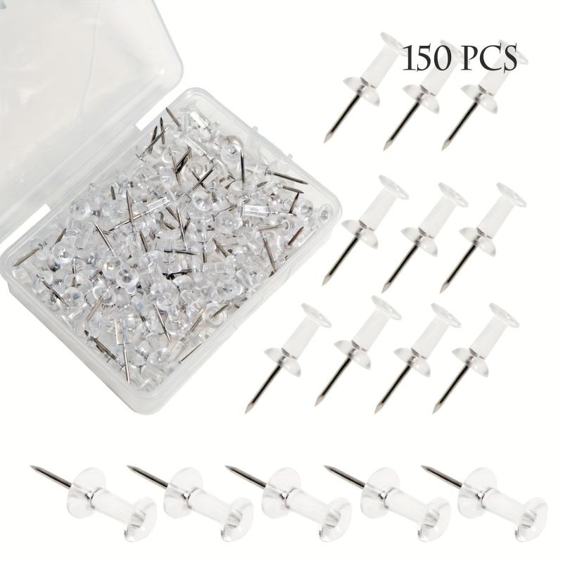 150 Clear Plastic Head Push Pins for Wall Corkboards