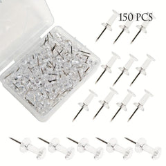 150 Clear Plastic Head Push Pins for Wall Corkboards