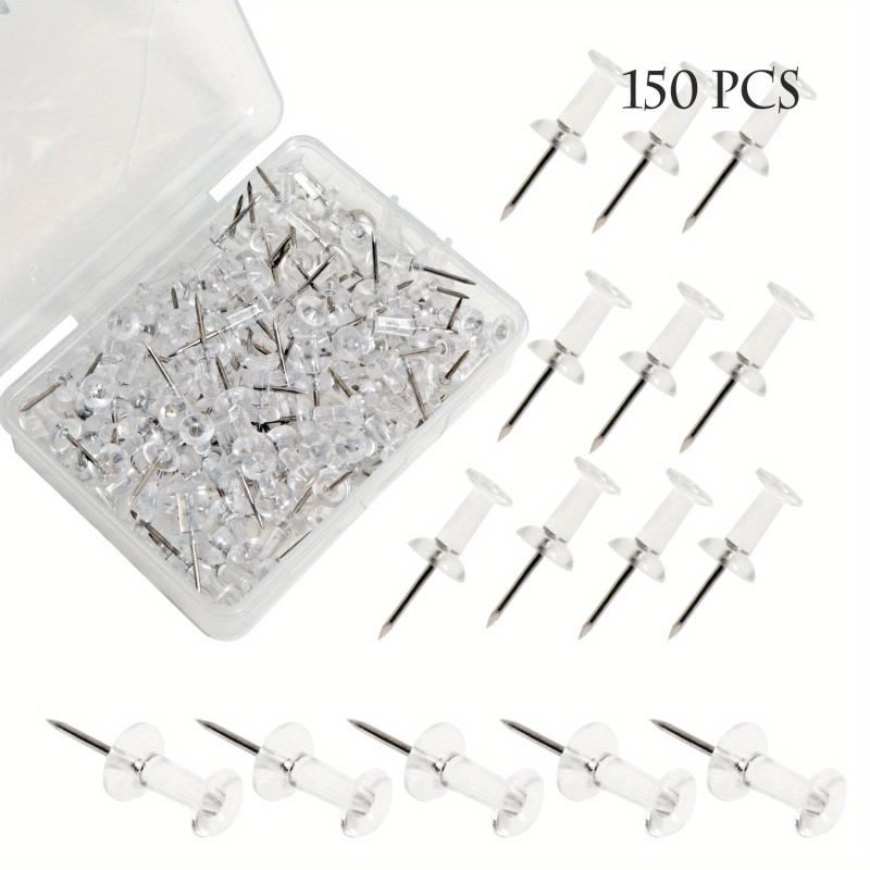 150 Clear Plastic Head Push Pins for Wall Corkboards