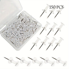 150 Clear Plastic Head Push Pins for Wall Corkboards