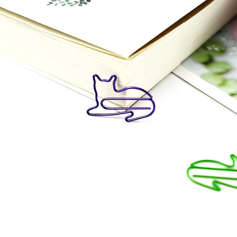 6pcs Kitten Paper Clips Cartoon Bookmarks Office Student Stationery