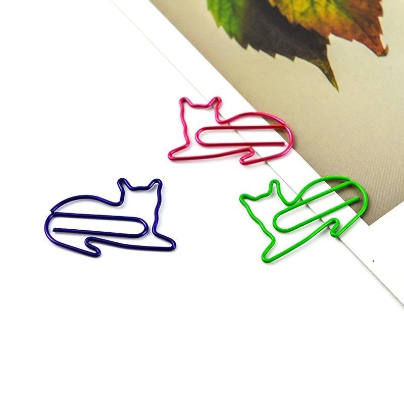 6pcs Kitten Paper Clips Cartoon Bookmarks Office Student Stationery