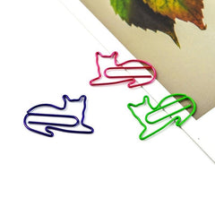 6pcs Kitten Paper Clips Cartoon Bookmarks Office Student Stationery
