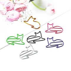 6pcs Kitten Paper Clips Cartoon Bookmarks Office Student Stationery