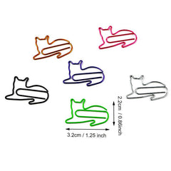 6pcs Kitten Paper Clips Cartoon Bookmarks Office Student Stationery