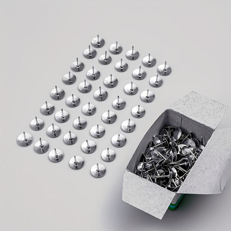 Metal Thumbtacks Boxed Stationery Flat Head Nails Nickel Plated
