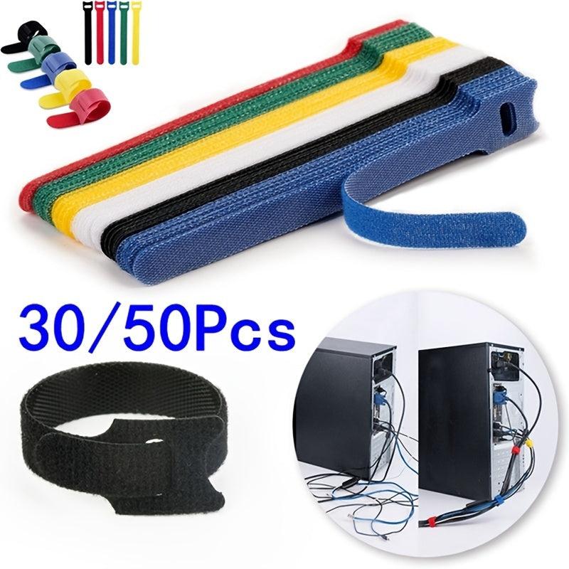 10-30-50pcs Hook Loop Cable Ties Reusable Cord Organiser Tool