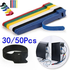10-30-50pcs Hook Loop Cable Ties Reusable Cord Organiser Tool