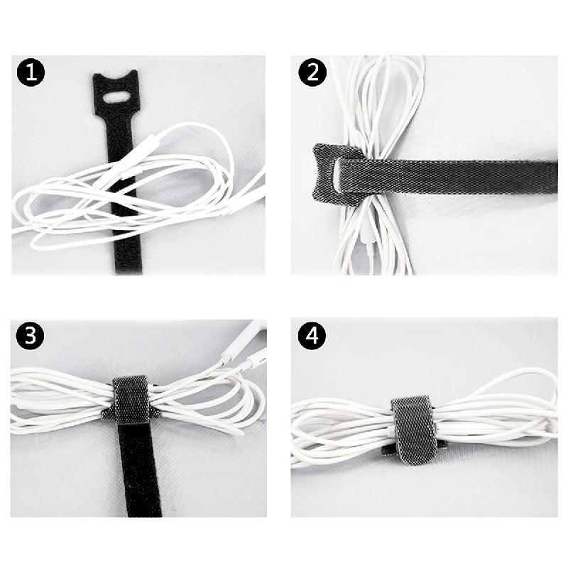 30 Reusable Fastening Cable Ties Hook And Loop Cord Clip 15 01cm Adjustable Wire