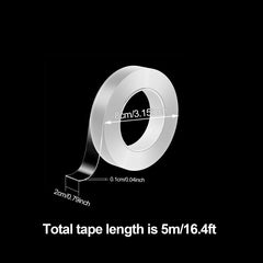 1pc Washable Reusable Nano Tape Double Sided Magic Tape 1 3 5m Transparent