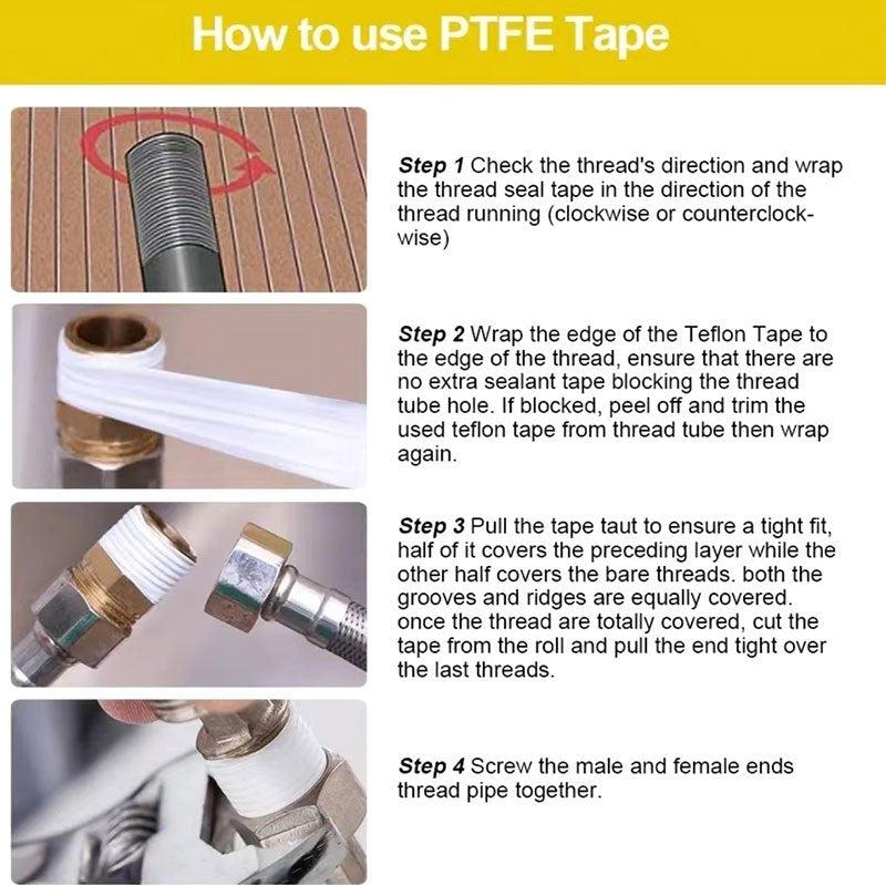5pcs Plumbing Fitting Thread Seal Tape PTFE Water Pipe Sealing