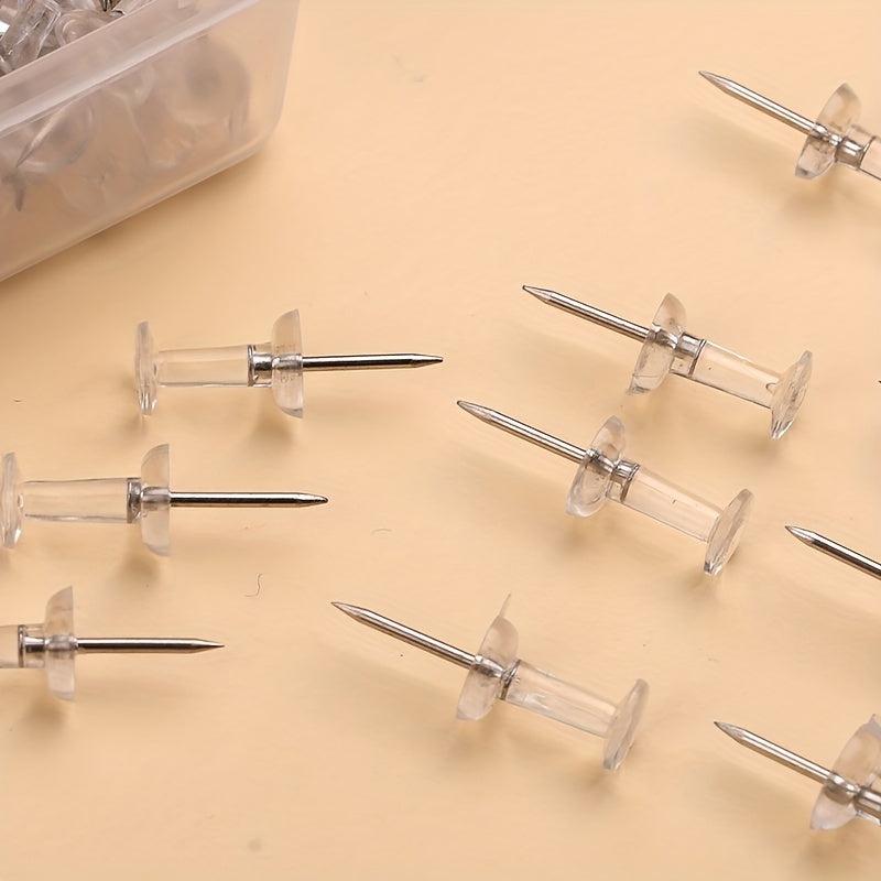 100 Pack Clear Push Pins Steel Point Thumb Tacks for Home Office Craft Projects