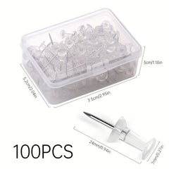 100 Pack Clear Push Pins Steel Point Thumb Tacks for Home Office Craft Projects