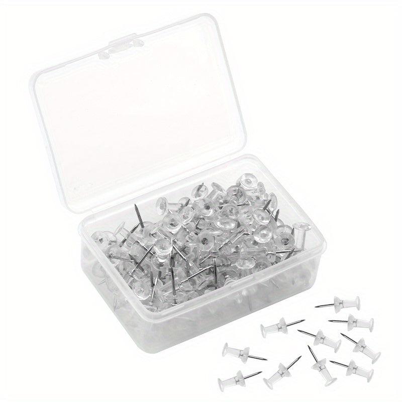100 Pack Clear Push Pins Steel Point Thumb Tacks for Home Office Craft Projects