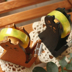 Cat Shaped Wooden Tape Dispenser, Adorable Packing Tool
