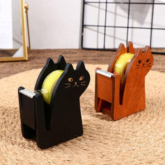 Cat Shaped Wooden Tape Dispenser, Adorable Packing Tool