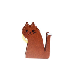 Cat Shaped Wooden Tape Dispenser, Adorable Packing Tool