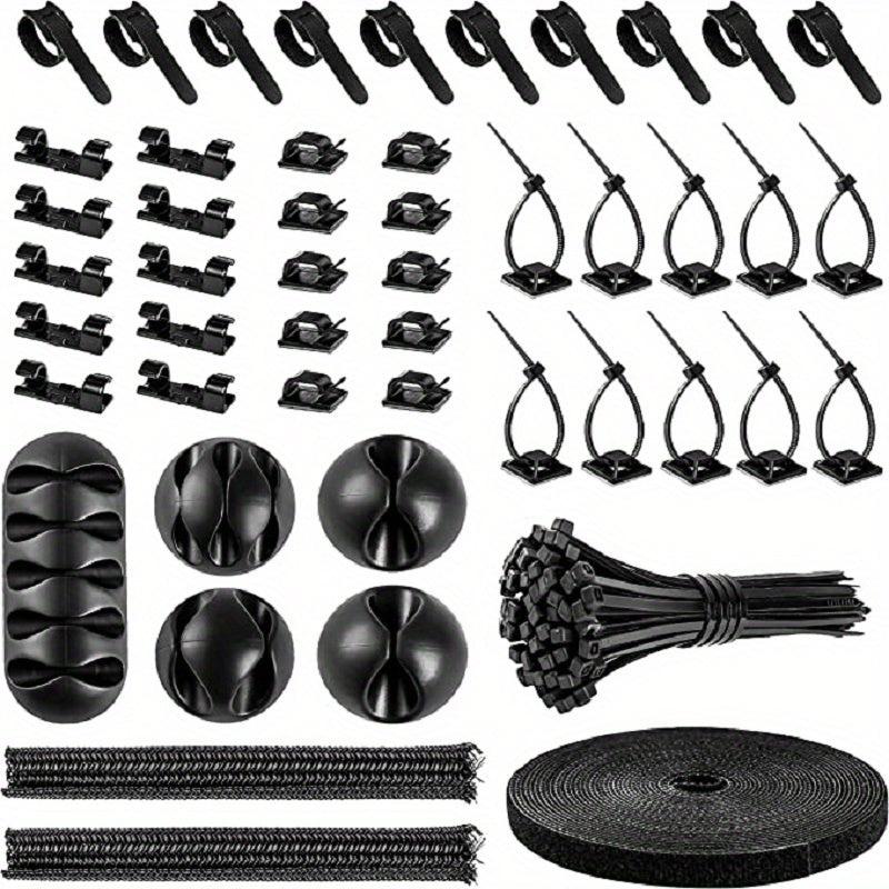 148PCS Cable Management Kit - Cable Sleeves, Clips, Ties - PC TV Office Home