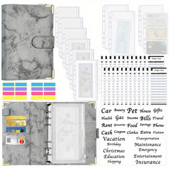 39pcs Budget Binder PU Leather Money Organizer Cash Bills Coupons Cards