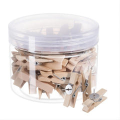 30pcs Push Pin With Wooden Clips for Cork Boards Notes Photos Craft Projects