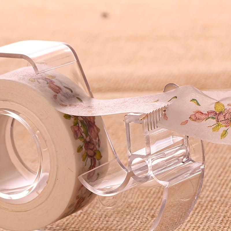 Transparent Plastic Washi Tape Holder for Easy Cutting and Dispensing