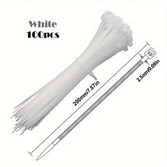 100pc 20-32cm Cable Zip Ties Heavy Duty Self-Locking Wire Ties 50lbs