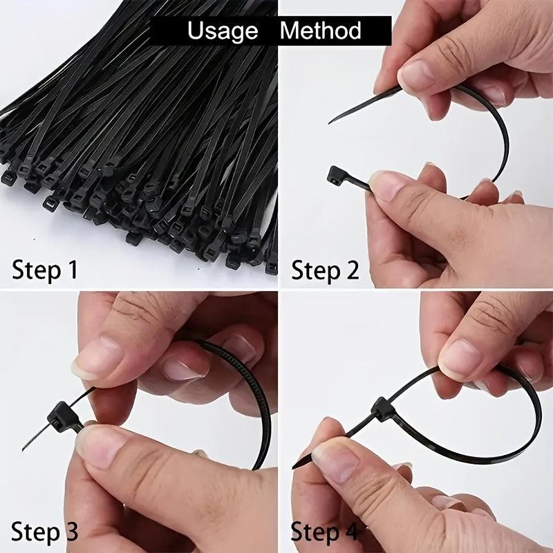 100pc 20-32cm Cable Zip Ties Heavy Duty Self-Locking Wire Ties 50lbs