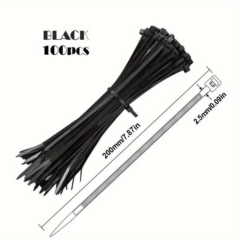 100pc 20-32cm Cable Zip Ties Heavy Duty Self-Locking Wire Ties 50lbs
