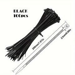 100pc 20-32cm Cable Zip Ties Heavy Duty Self-Locking Wire Ties 50lbs