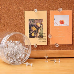 100pcs Boxed Transparent T-shaped Nails Photo Wall Colored Push Pins