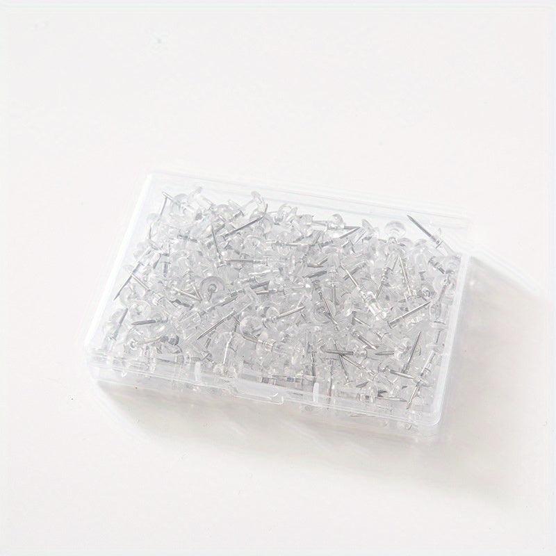 100pcs Boxed Transparent T-shaped Nails Photo Wall Colored Push Pins