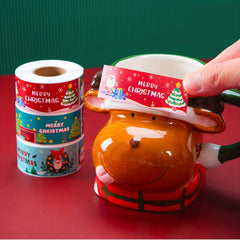 Christmas Stickers Strip Holiday Gift Sealing Sticker Cartoon Labels