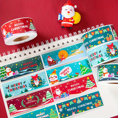 Christmas Stickers Strip Holiday Gift Sealing Sticker Cartoon Labels