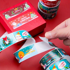 Christmas Stickers Strip Holiday Gift Sealing Sticker Cartoon Labels