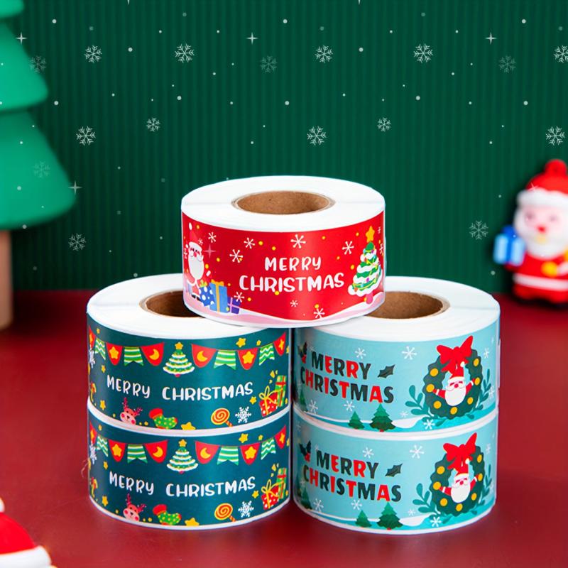 Christmas Stickers Strip Holiday Gift Sealing Sticker Cartoon Labels