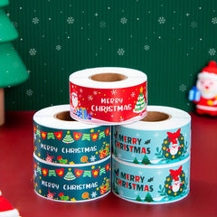 Christmas Stickers Strip Holiday Gift Sealing Sticker Cartoon Labels