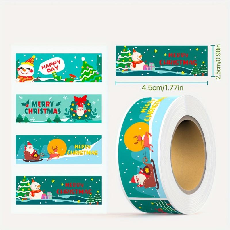 Christmas Stickers Strip Holiday Gift Sealing Sticker Cartoon Labels
