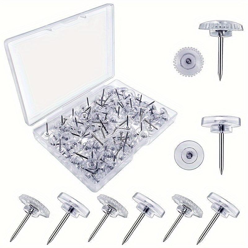 100 Clear Thumb Tacks for Bulletin Boards