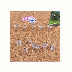 100 Clear Thumb Tacks for Bulletin Boards