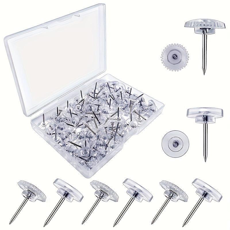 100 Clear Thumb Tacks for Bulletin Boards