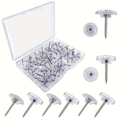100 Clear Thumb Tacks for Bulletin Boards