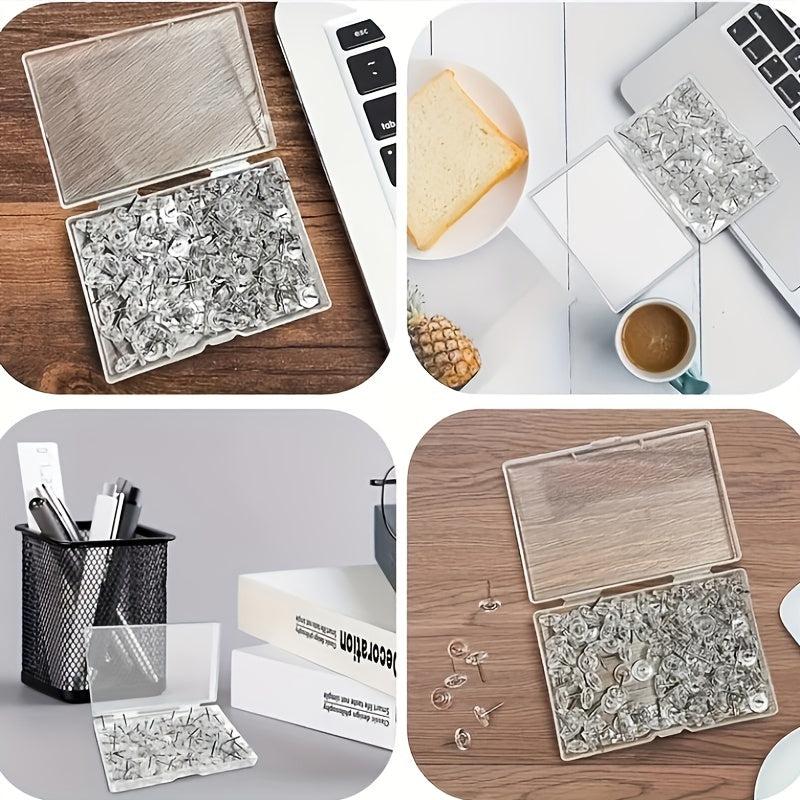 100 Clear Thumb Tacks for Bulletin Boards