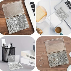 100 Clear Thumb Tacks for Bulletin Boards