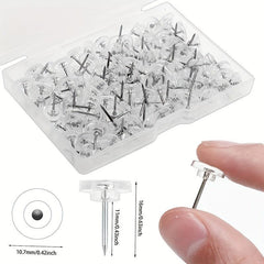 100 Clear Thumb Tacks for Bulletin Boards