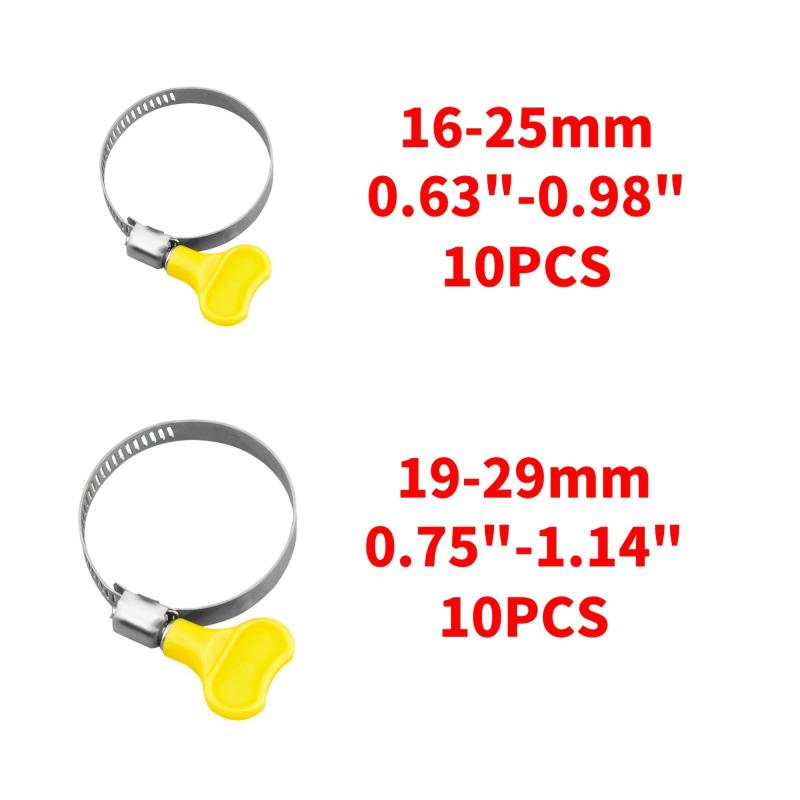 20pcs Stainless Steel Hose Clamp Key Adjustable Worm Gear Dryer Vent Car RV Clam